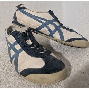 Asics Onitsuka Tiger Mexico 66 Shoes Mens Sz US 9 White Blue Leather Sneakers
